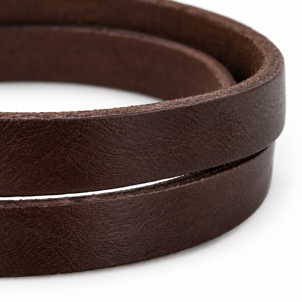 Stylish leather bracelet with wrap design.