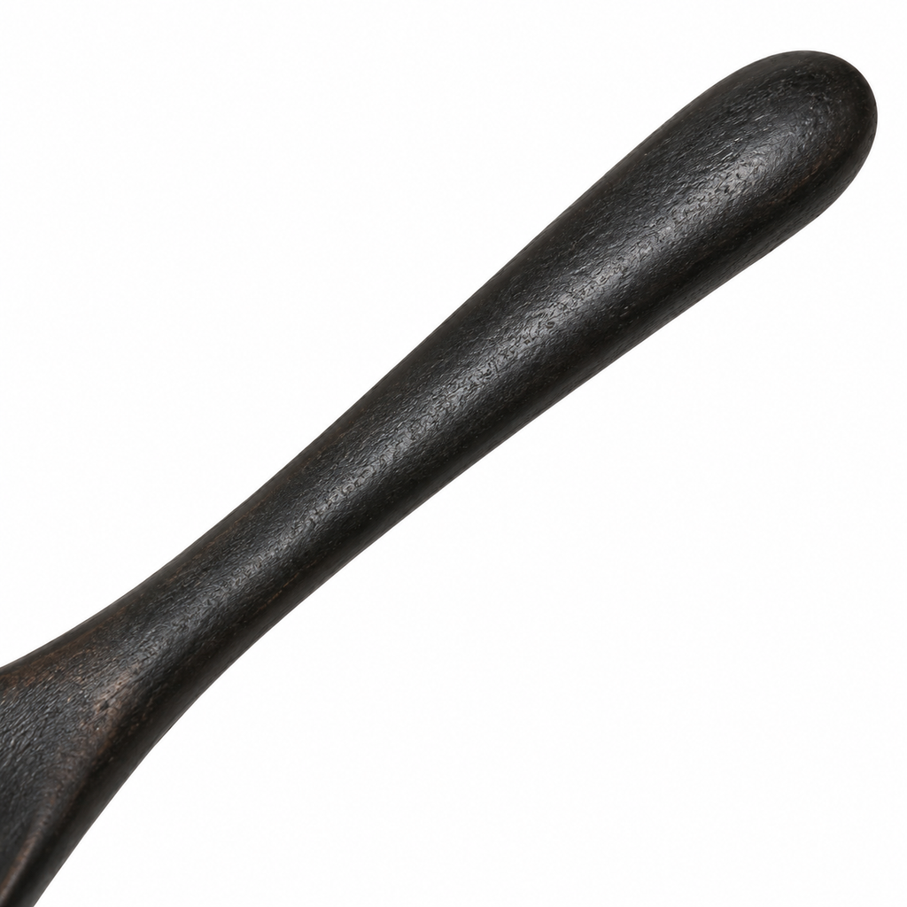 Durable wooden spoon for stirring and mixing.
