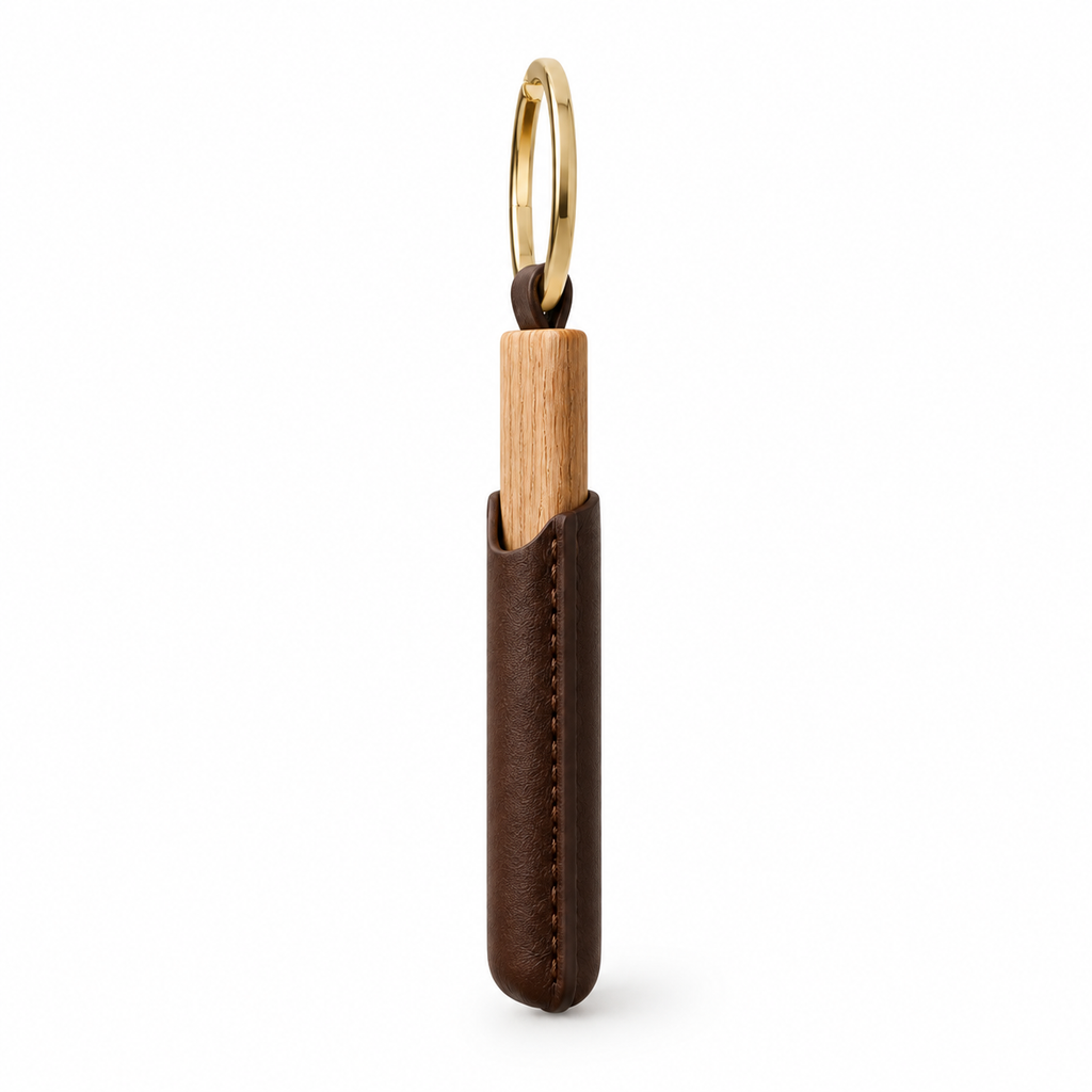 Side view showing the keyring attachment.