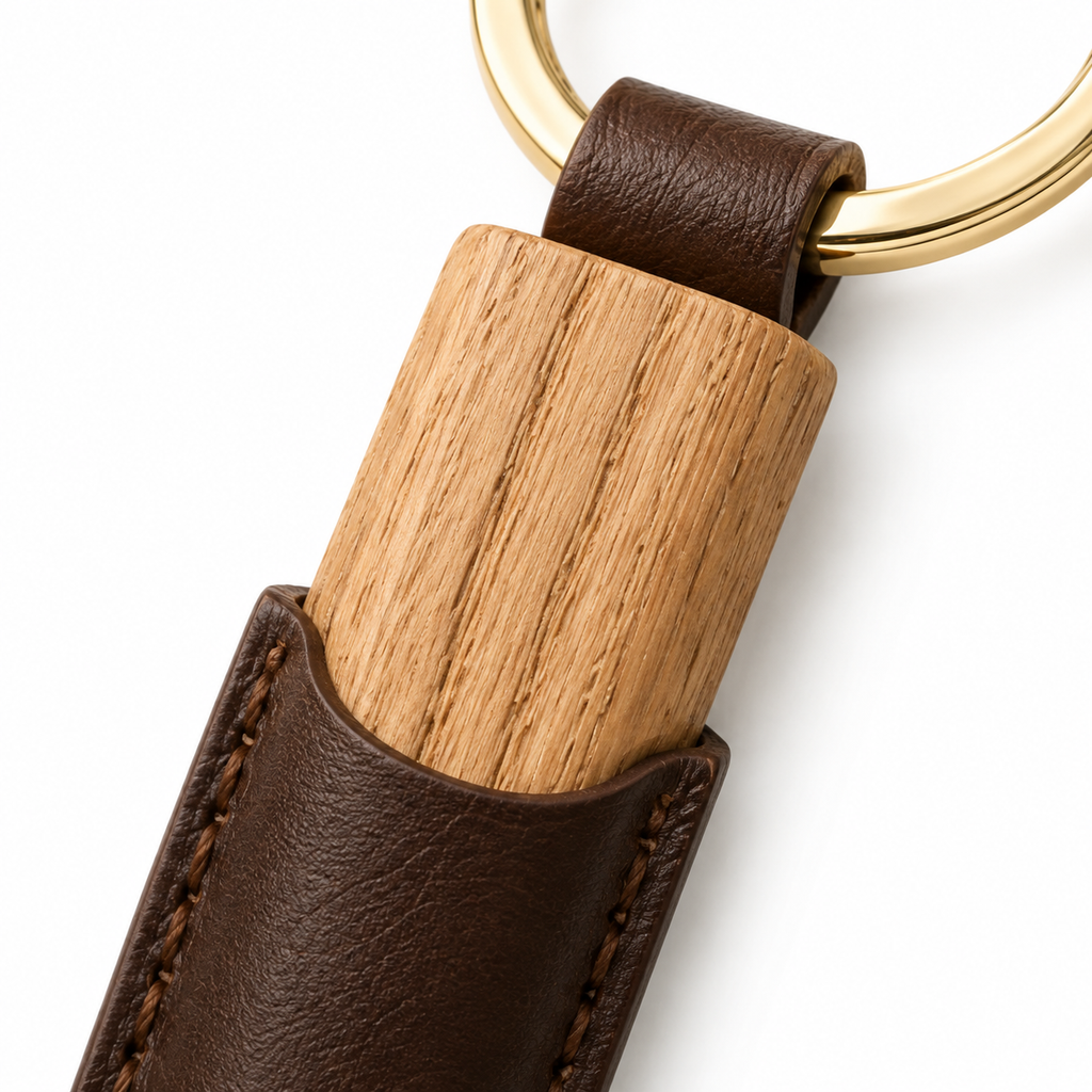Detailed view of the leather stitching.