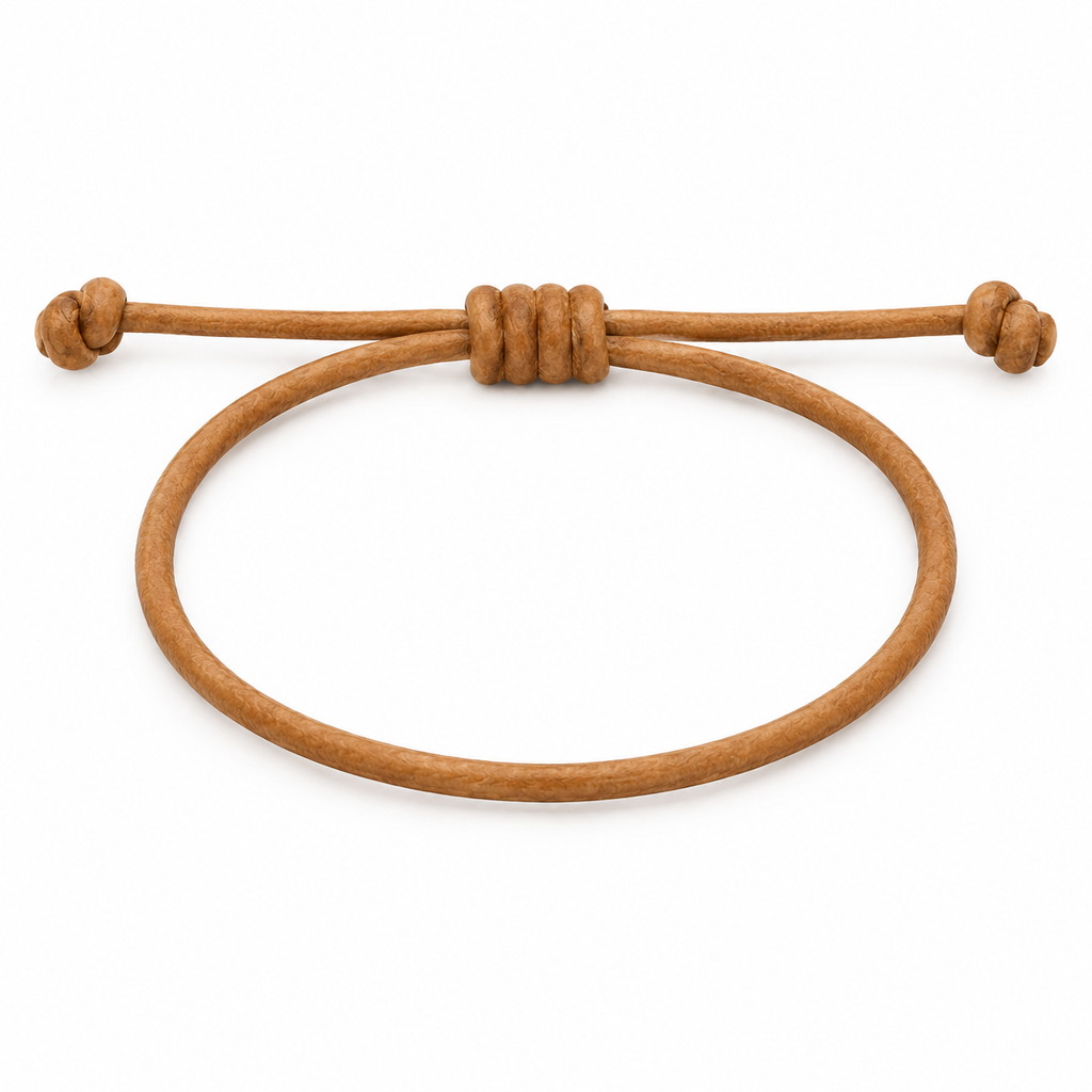 Unisex tan leather bracelet with adjustable closure