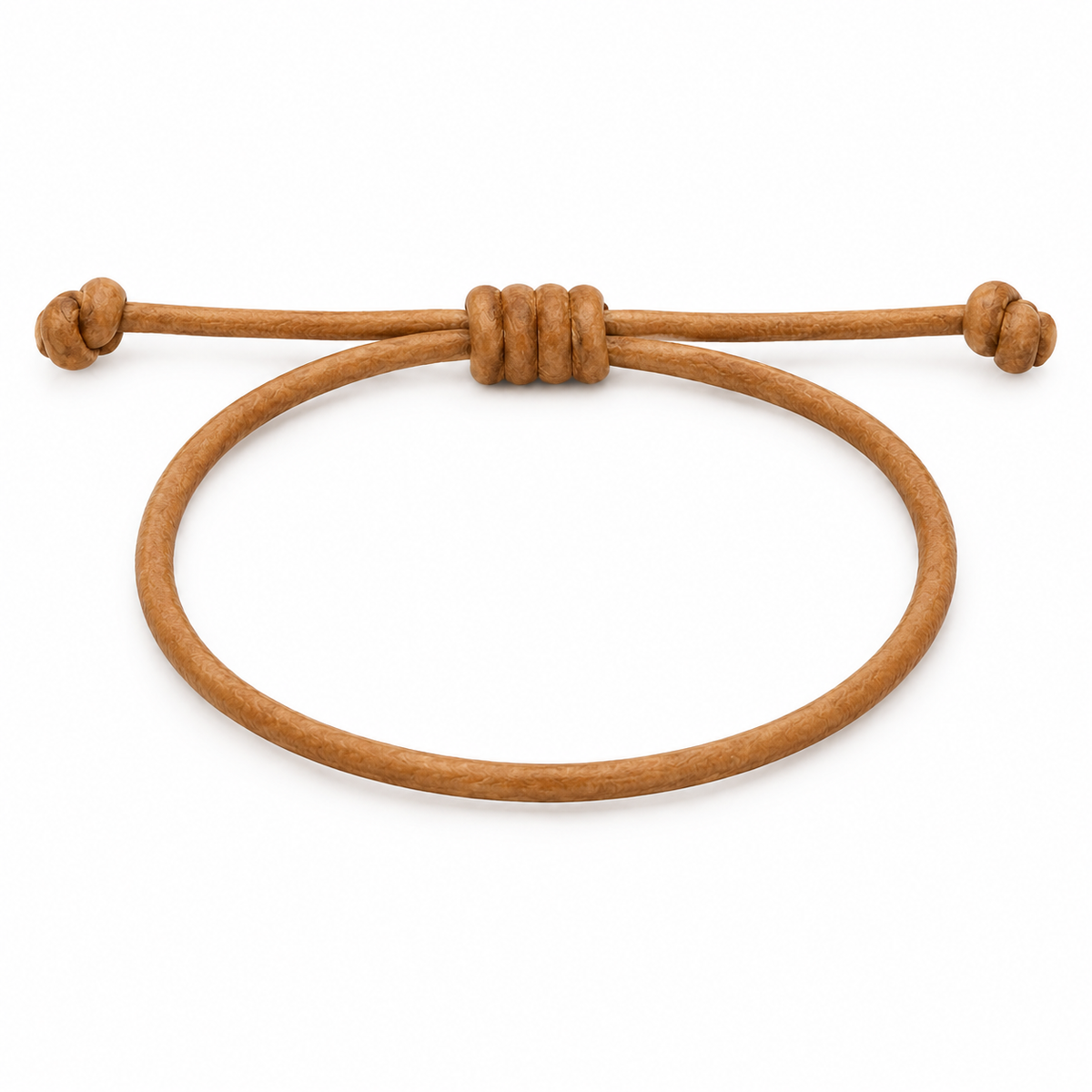 Unisex tan leather bracelet with adjustable closure