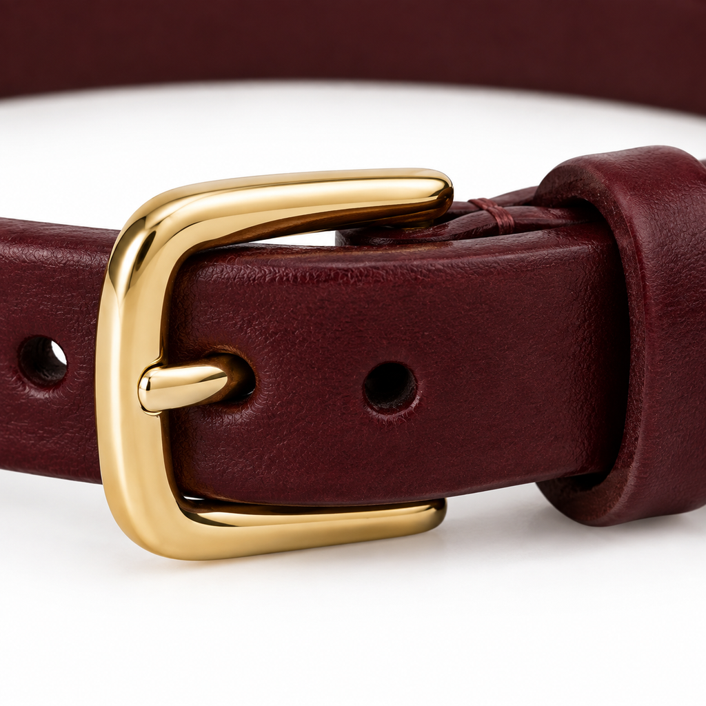 Side view showing the slim profile of the leather bracelet