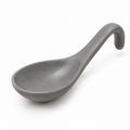 Gray ceramic soup spoon with ergonomic handle