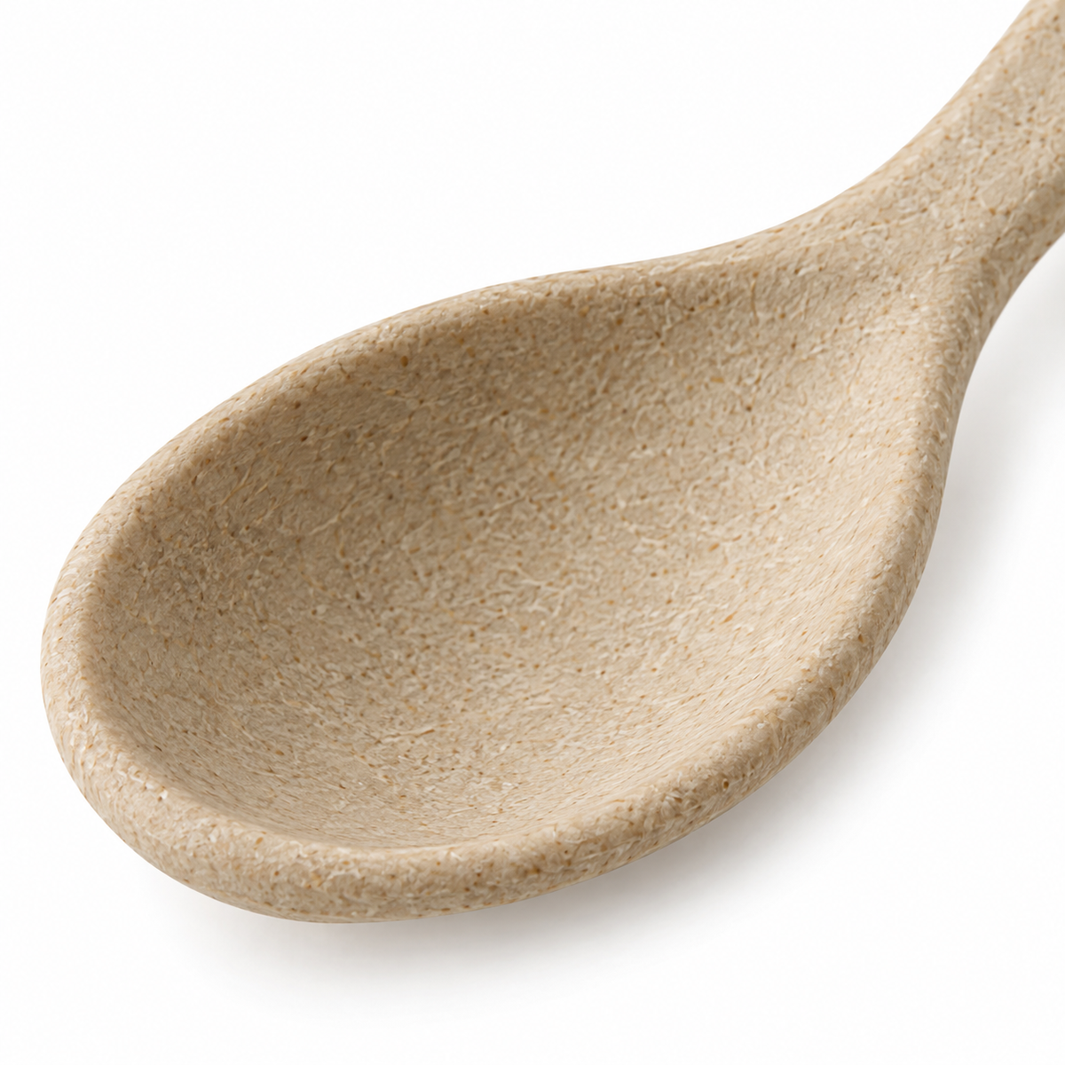 Sustainable dining utensil in natural beige.