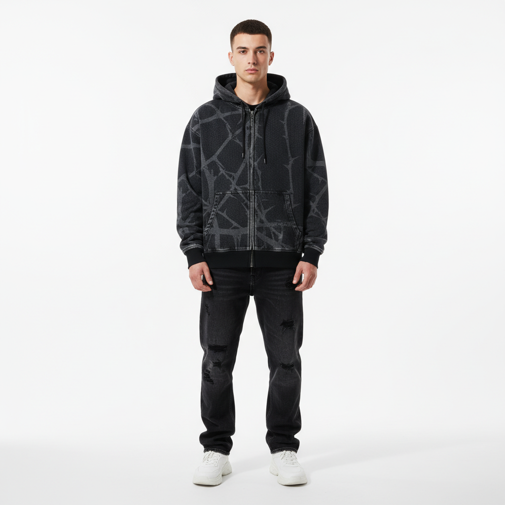 Men’s Black Graphic Pullover Hoodie