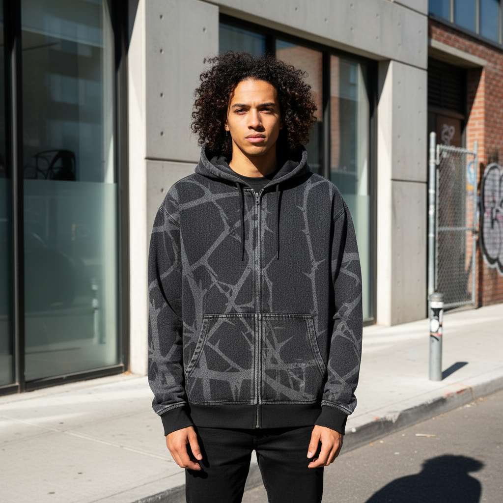 Men’s Black Graphic Pullover Hoodie
