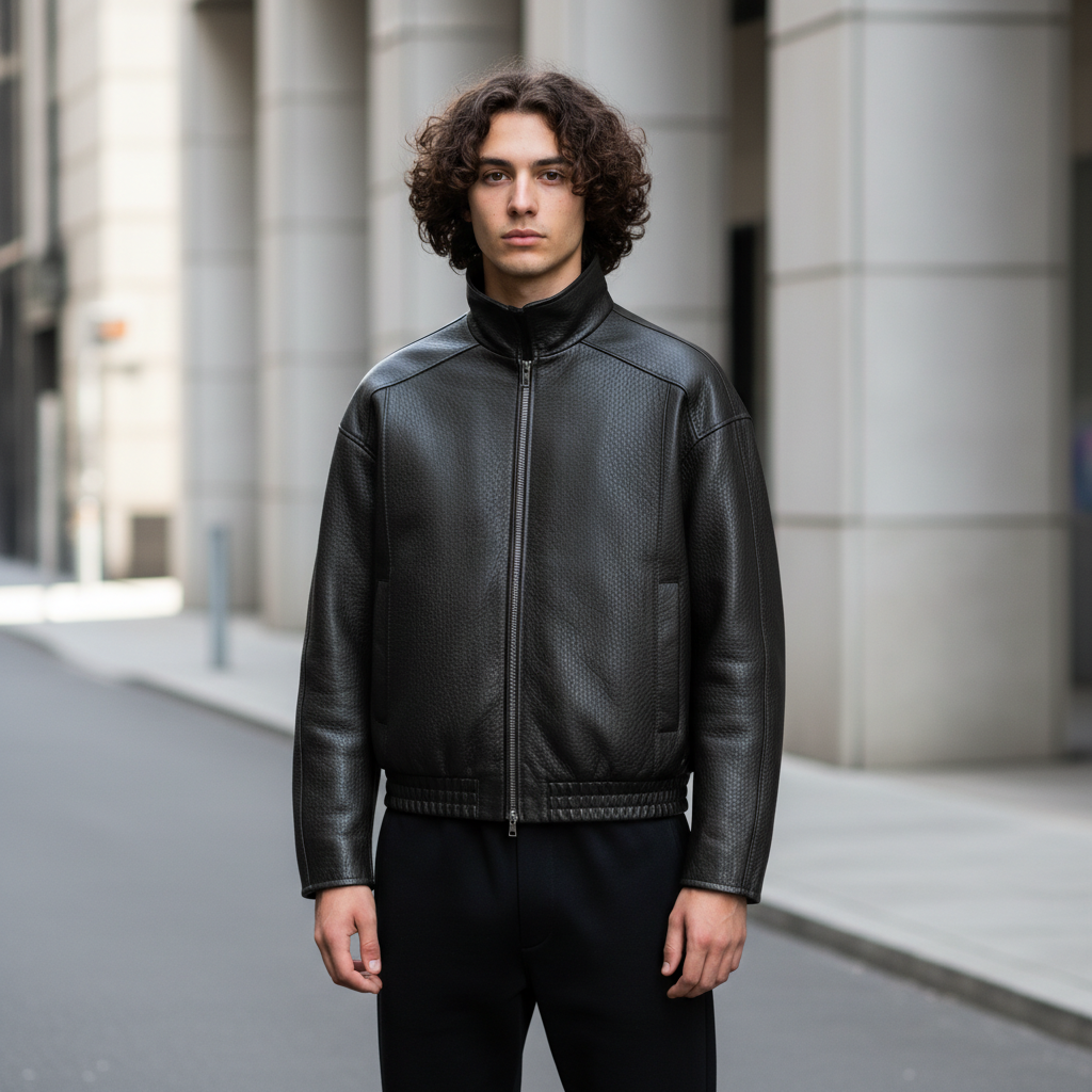 Men’s Vintage Embossed Leather Jacket