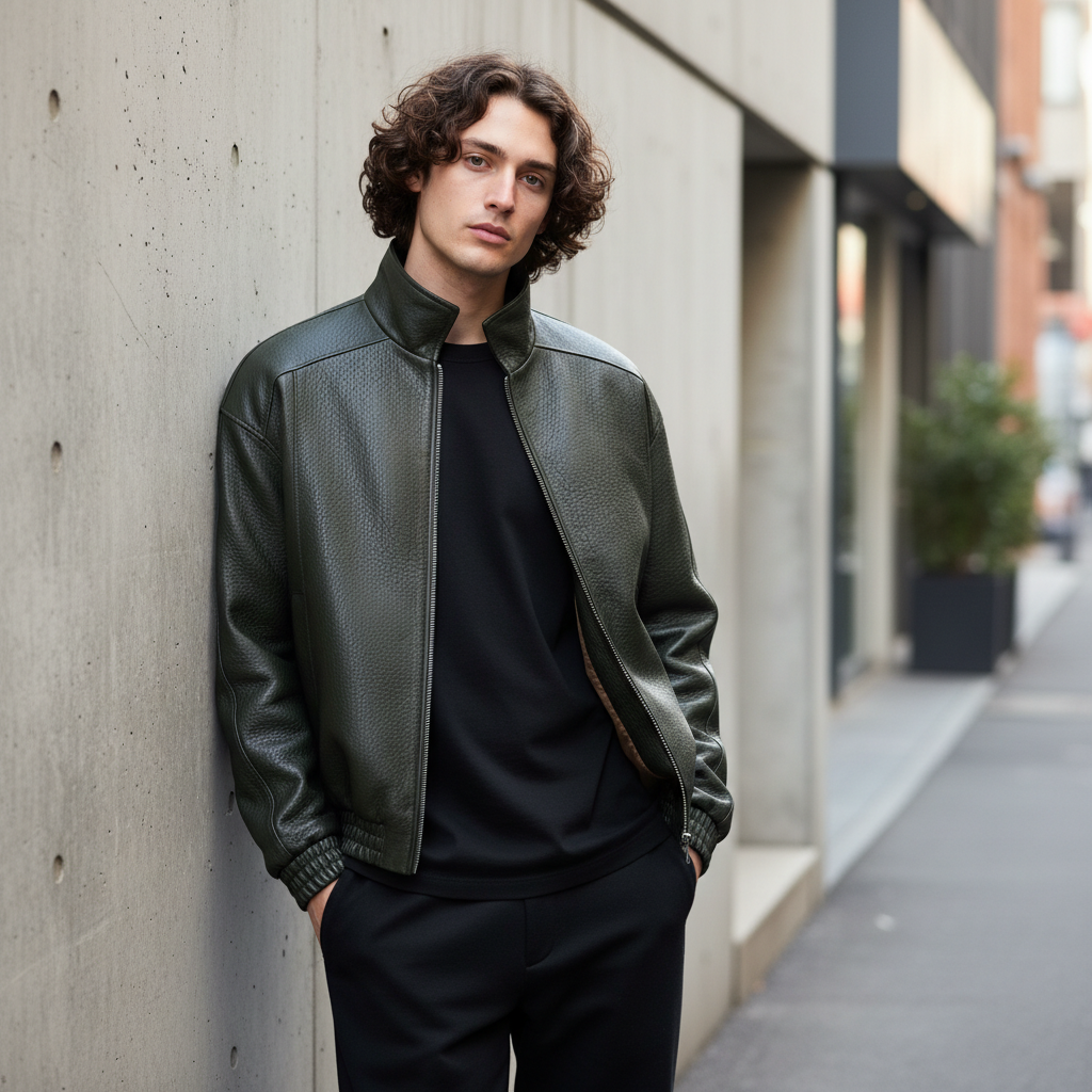 Men’s Vintage Embossed Leather Jacket