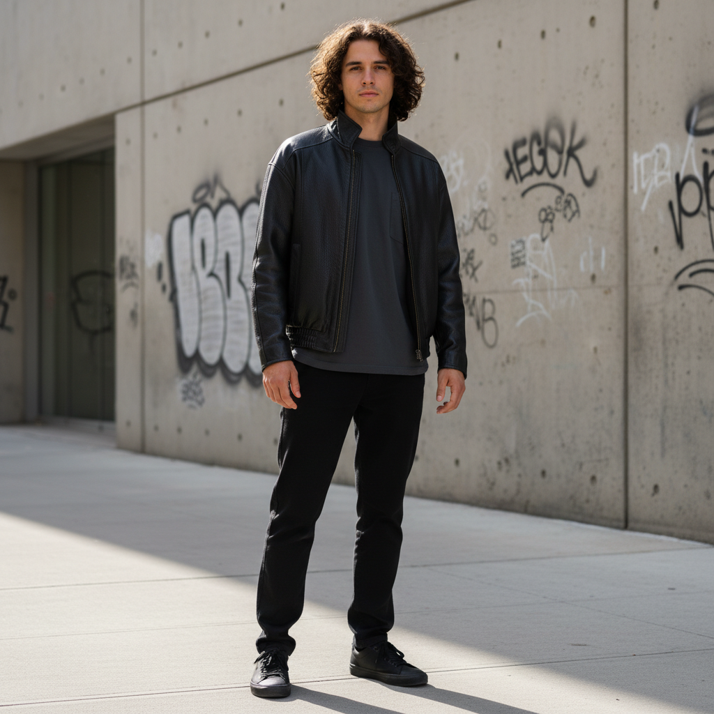 Men’s Vintage Embossed Leather Jacket