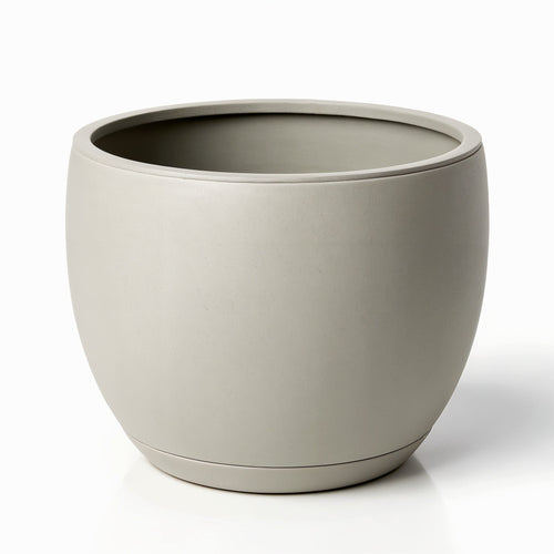 Vensioshop Dove Gray Rounded Ceramic Planter — direct side profile displaying the silhouette and matte finish