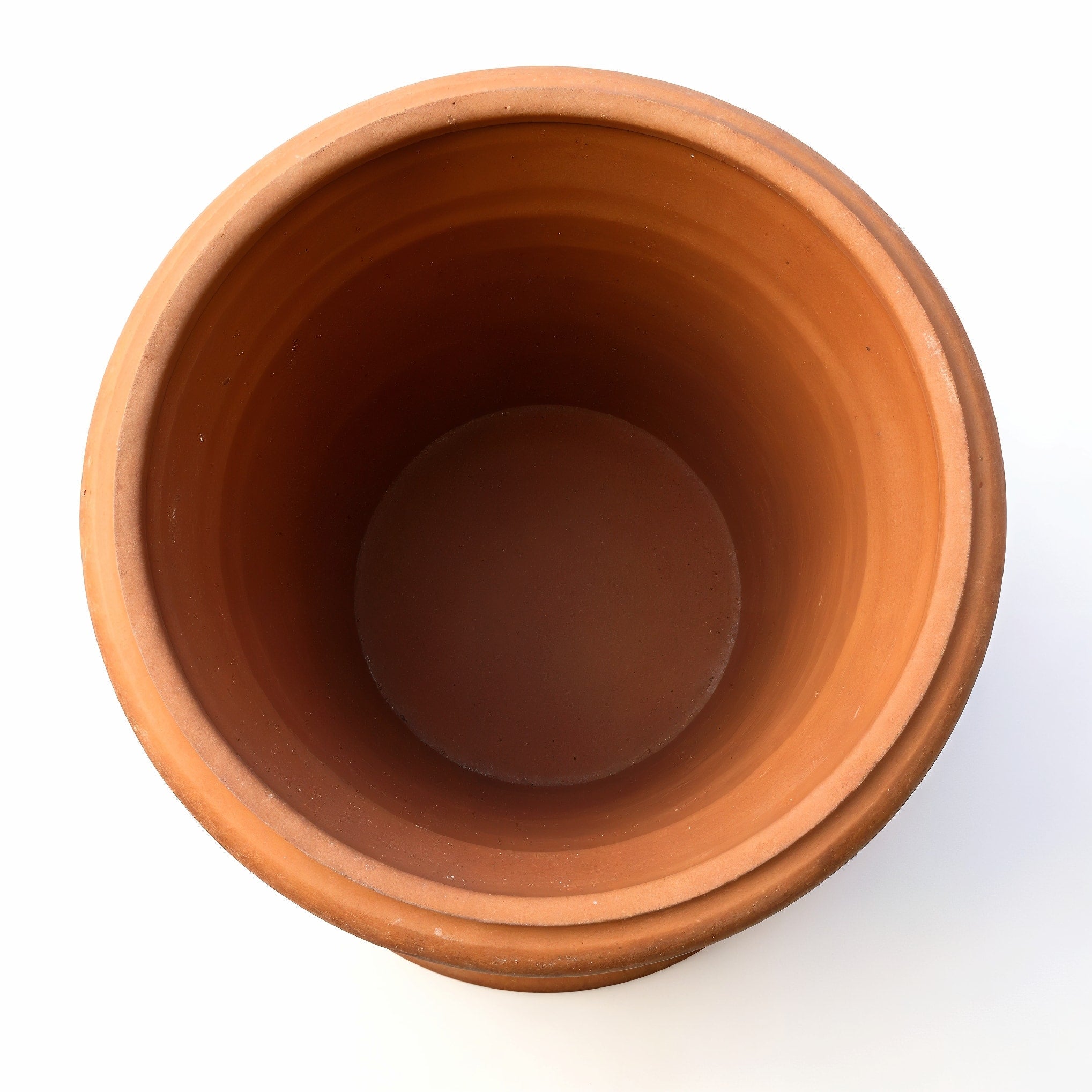 Vensioshop Tall Rustic Terracotta Planter — top view showing the interior and rim