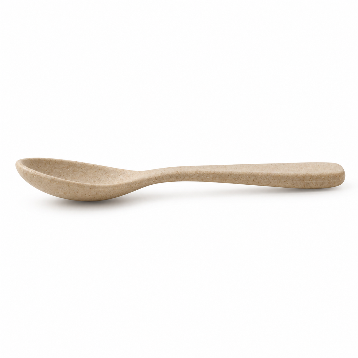 Natural beige kitchen spoon with ergonomic handle.