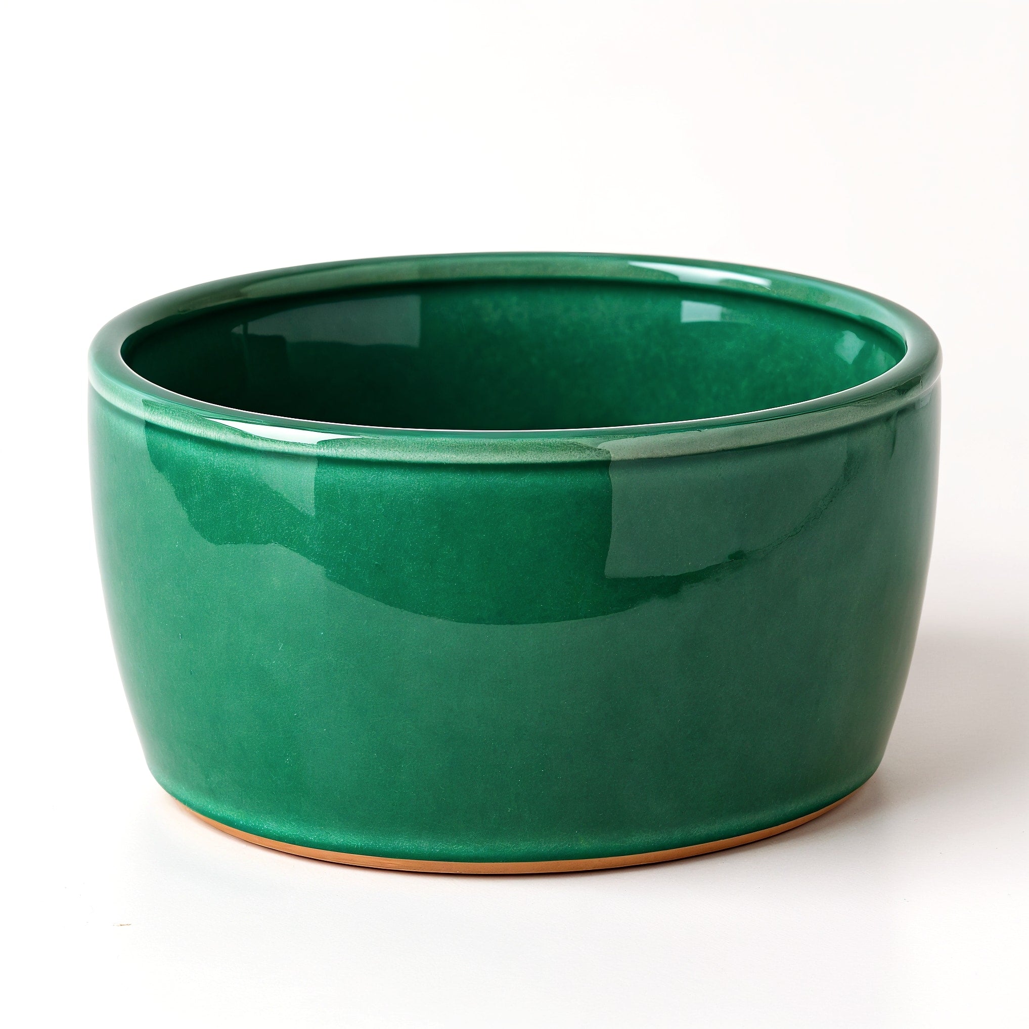 Vensioshop Emerald Green Oval Ceramic Planter — side profile displaying the oval silhouette