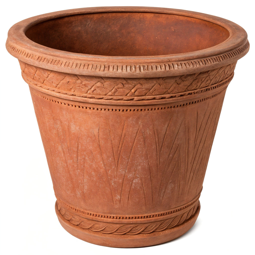 Vensioshop Rustic Textured Terracotta Planter — front view showing texture and rustic finish
