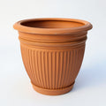 Vensioshop Ribbed Terracotta Planter — side profile showing ribbed silhouette