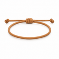 Tan leather adjustable knot bracelet front view