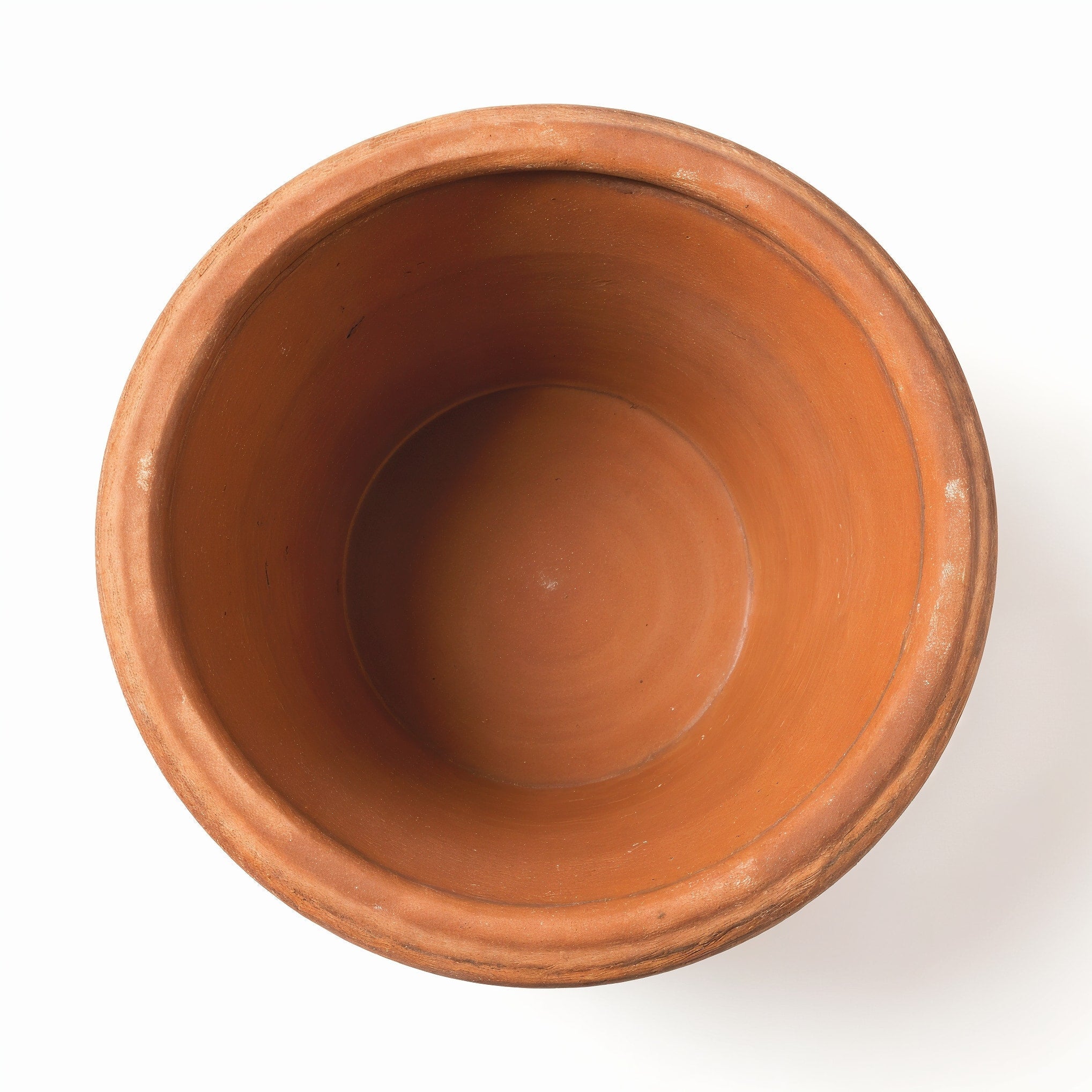 Vensioshop Small Italian Terracotta Pot — top-down view into the empty interior showing the rim and rustic texture