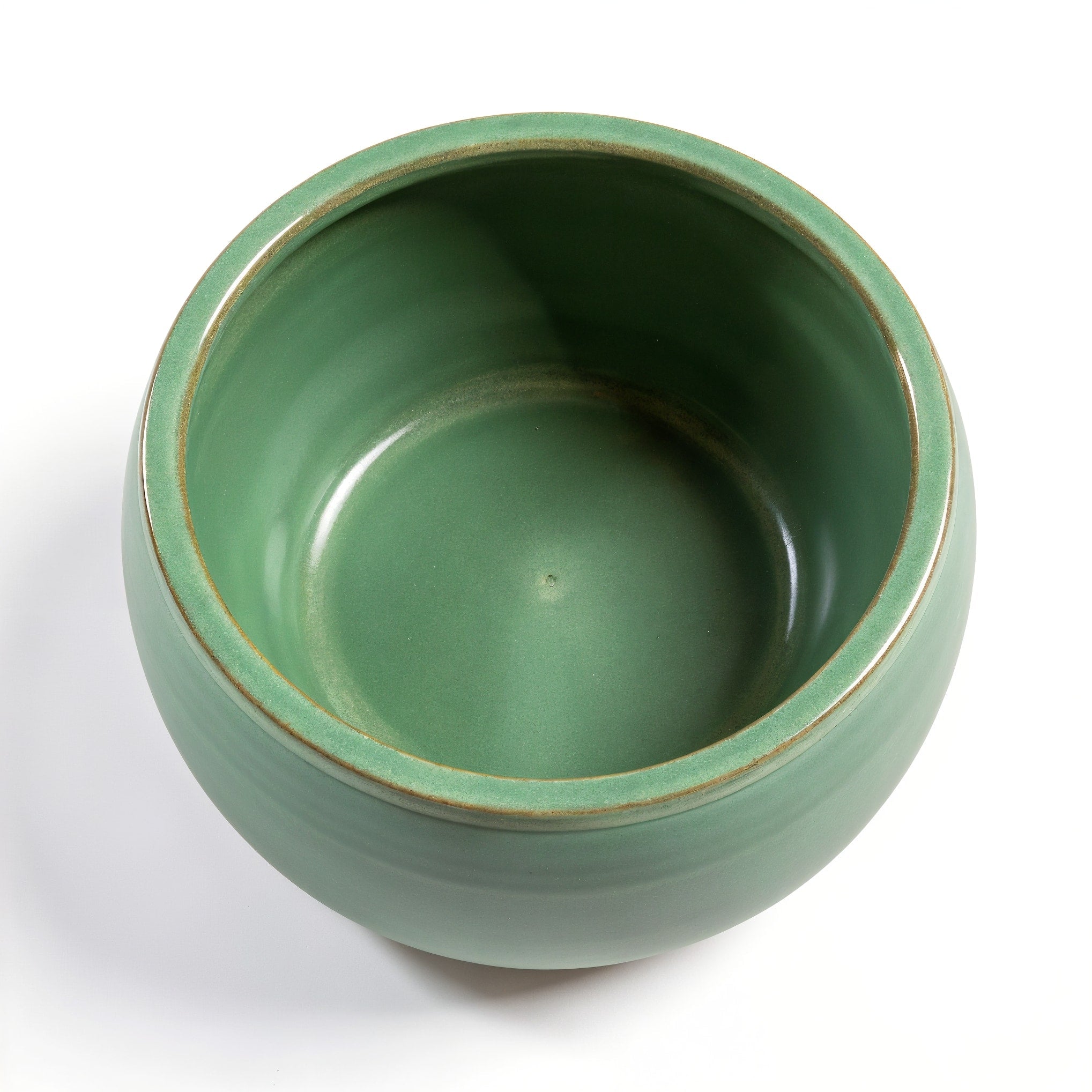 Vensioshop Sage Green Ceramic Planter — strict top-down view into the planter