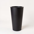 Vensioshop Matte Black Tall Ceramic Planter — side profile displaying height and silhouette