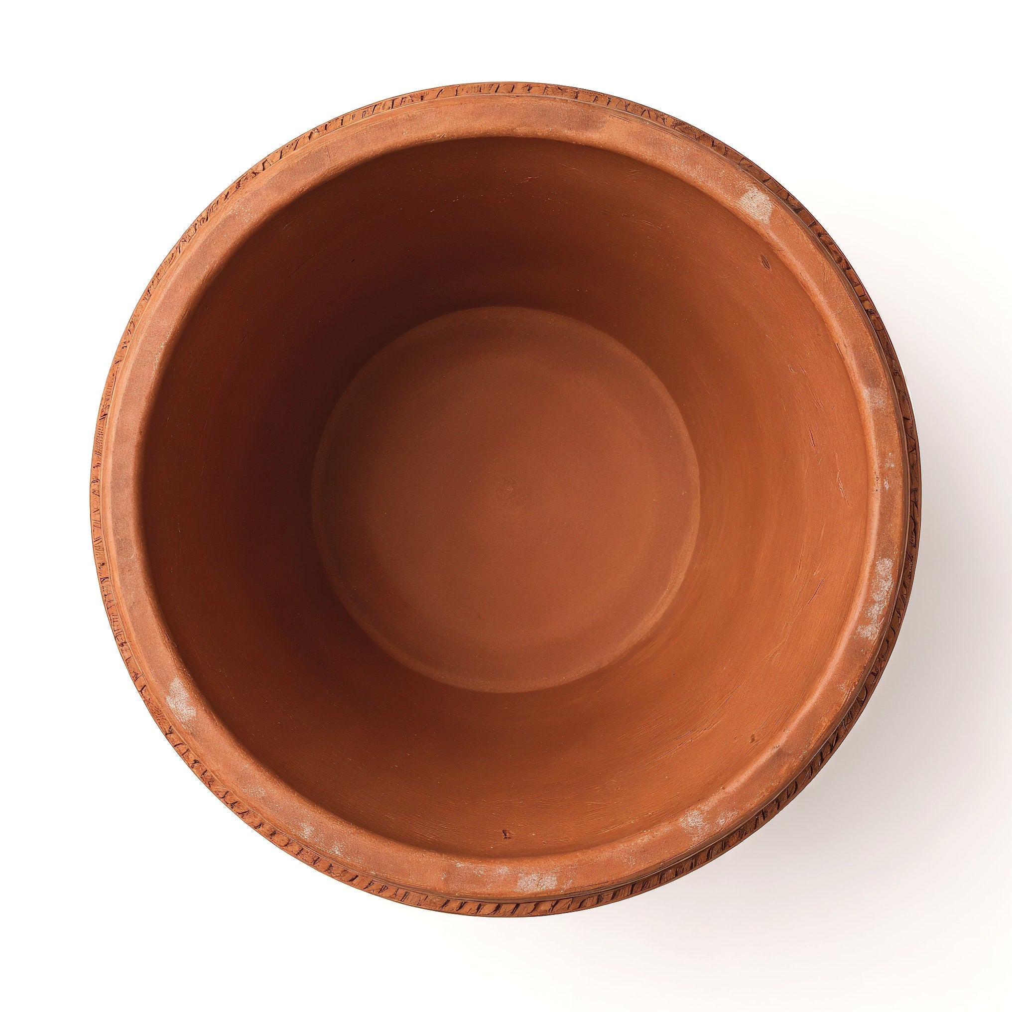 Vensioshop Rustic Textured Terracotta Planter — top-down view into empty planter