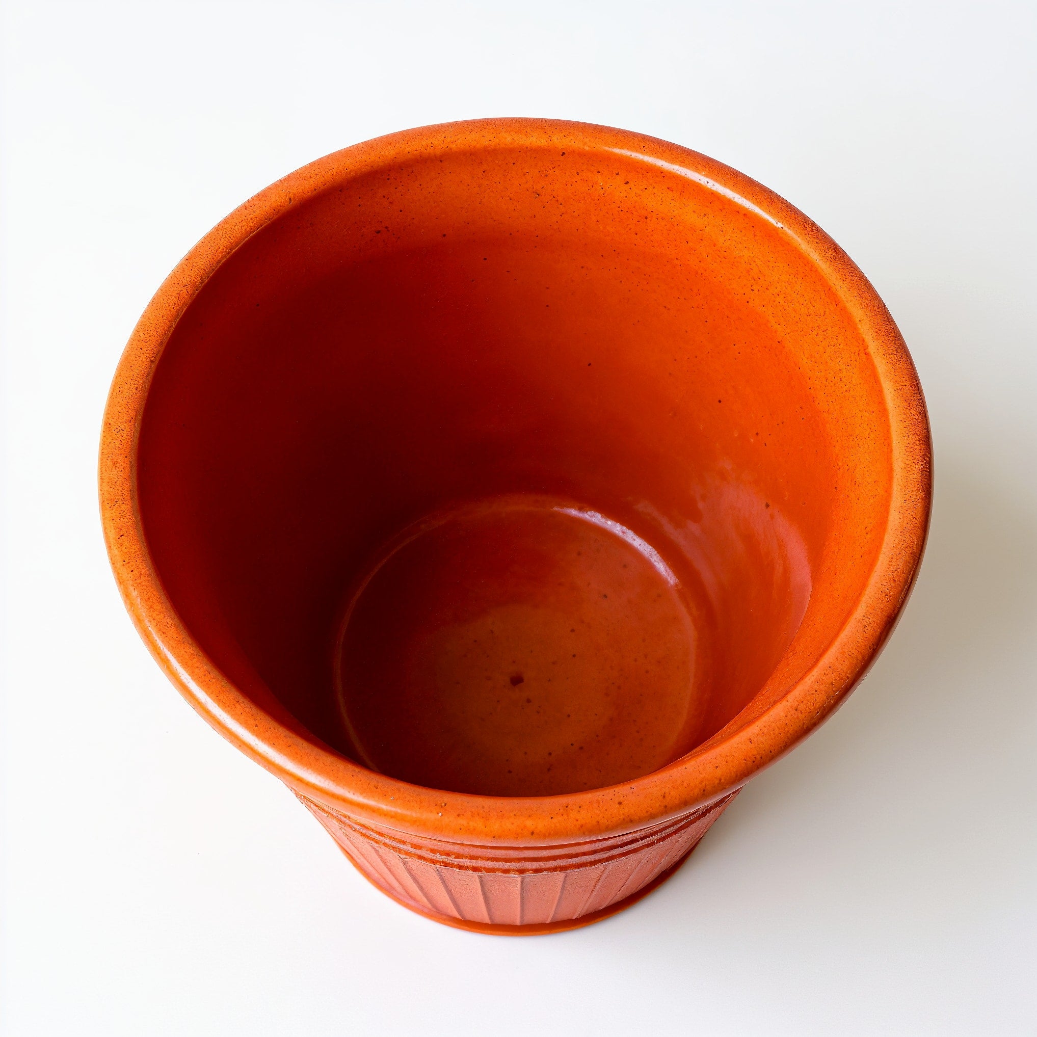 Vensioshop Burnt Orange Textured Ceramic Planter — top-down view into the empty interior
