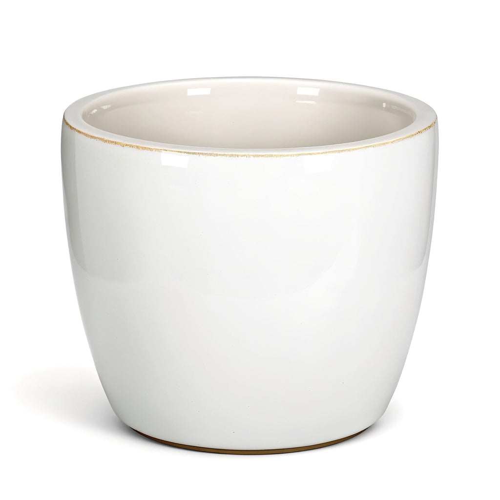 Vensioshop Minimalist White Ceramic Planter — direct side profile showing the silhouette
