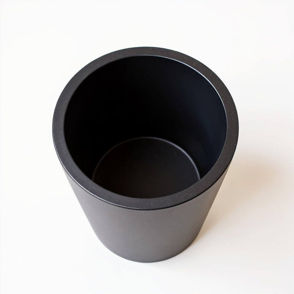 Vensioshop Matte Black Tall Ceramic Planter — top-down view showing interior and rim