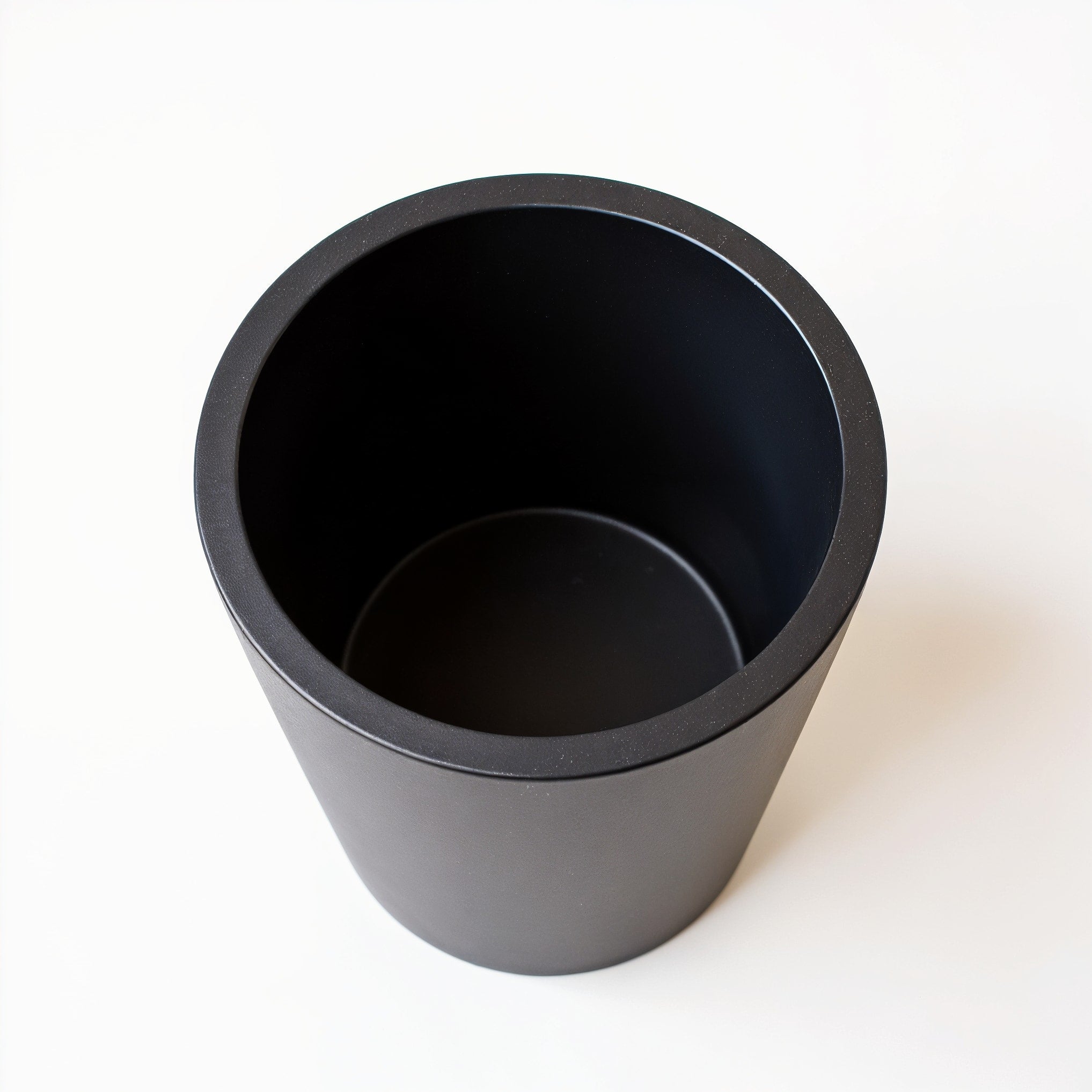 Vensioshop Matte Black Tall Ceramic Planter — top-down view showing interior and rim