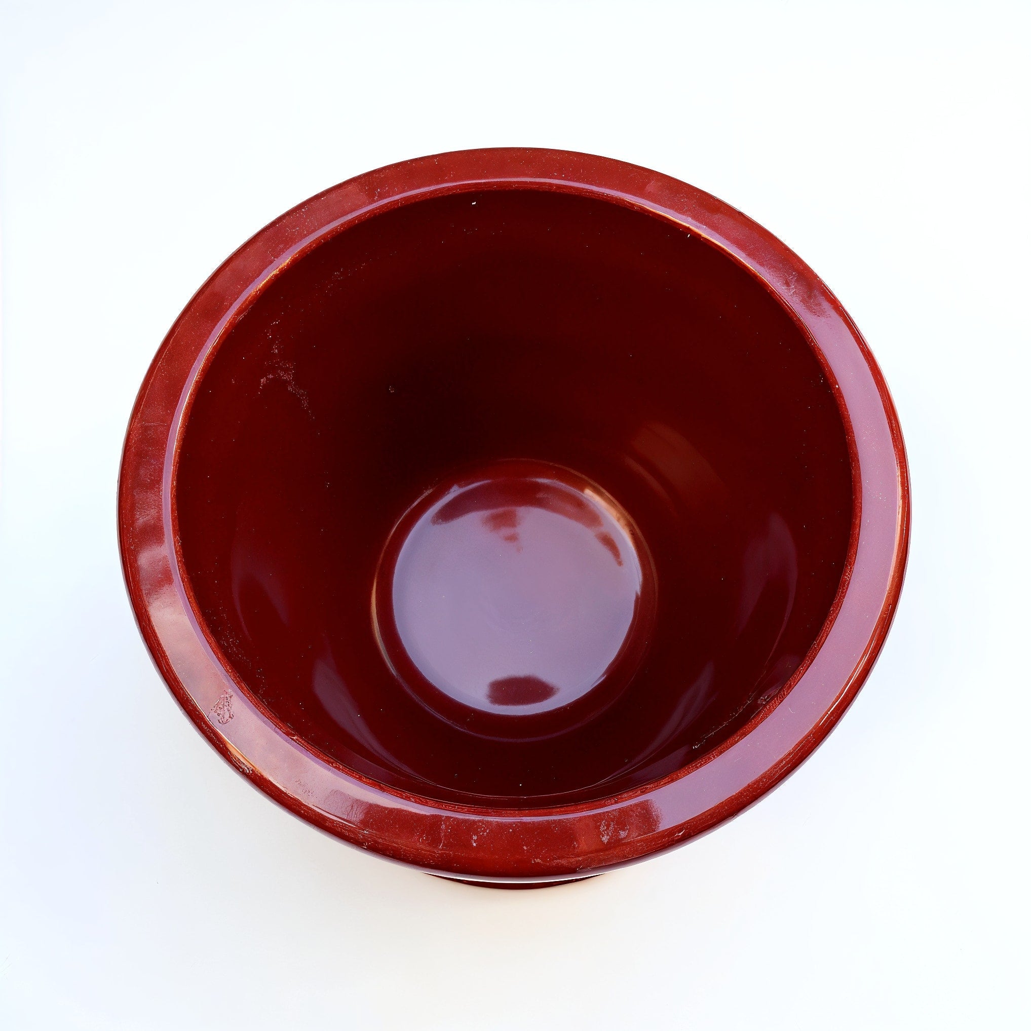 Vensioshop Ruby Red Ceramic Planter — Top-down view showing the interior and rim.
