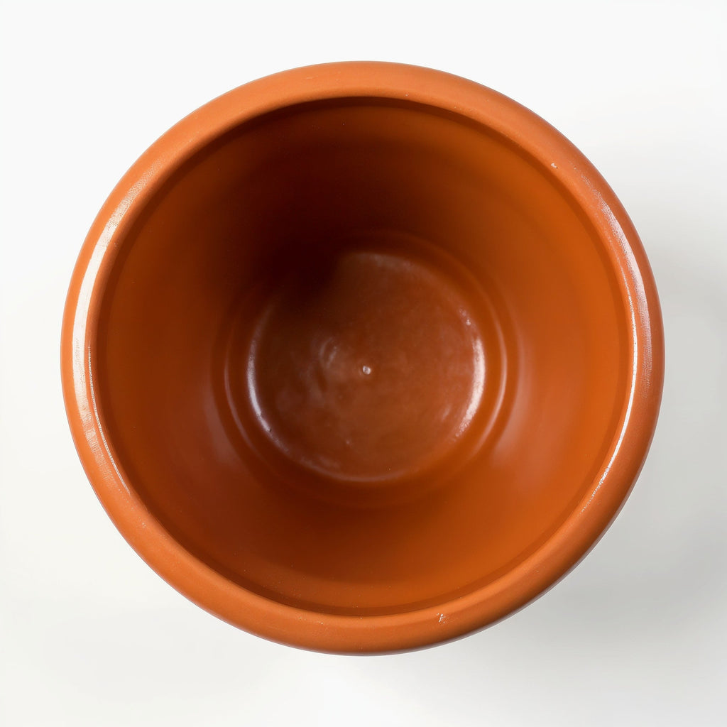 Vensioshop Glazed Terracotta Planter — top-down view showing the interior and round opening