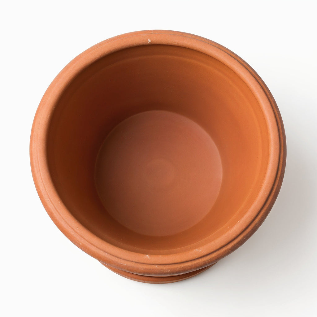 Vensioshop Terra Cotta Rustic Ceramic Planter — top-down view of interior and rim