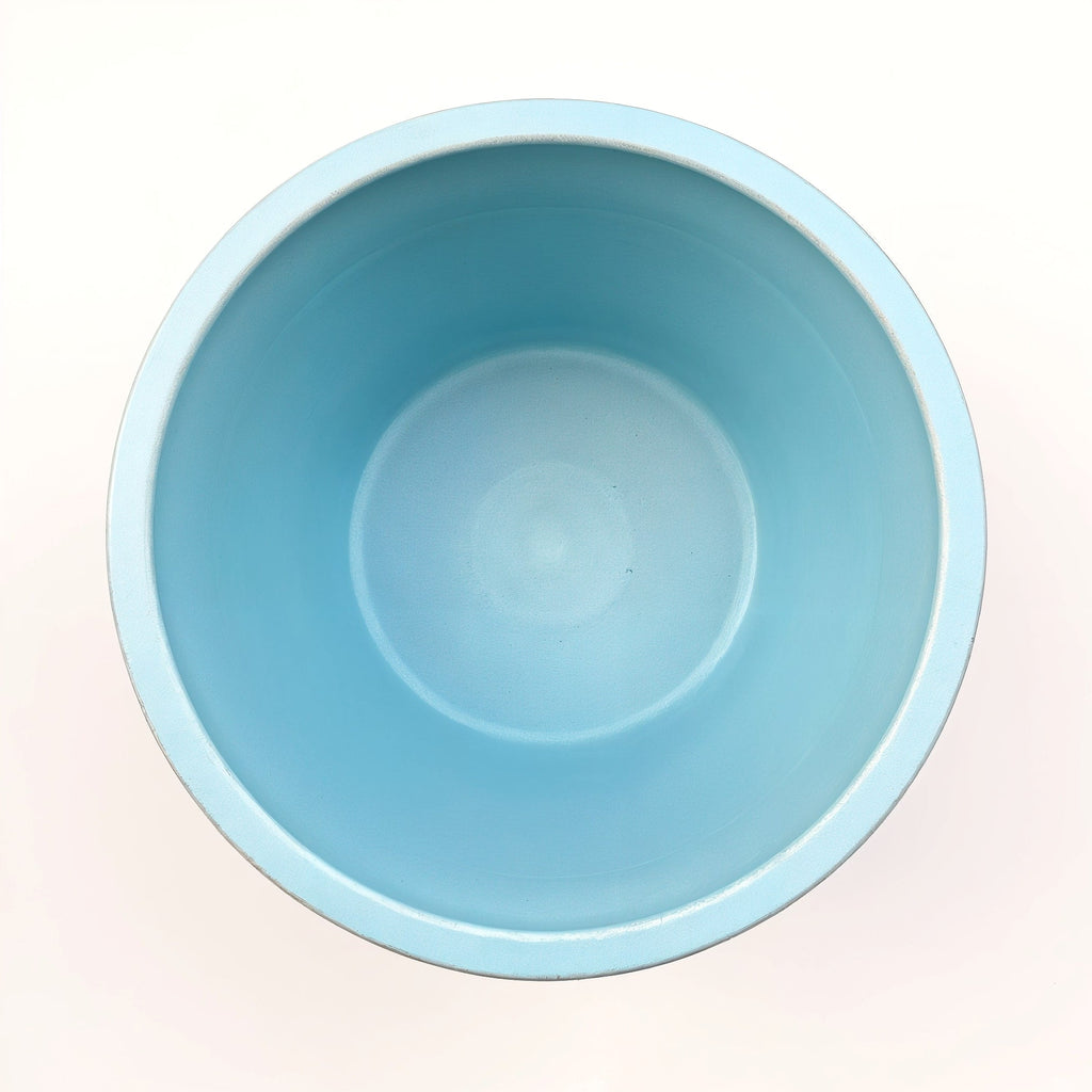 Vensioshop Pastel Blue Ceramic Planter — top-down view into the planter showing the interior and rim