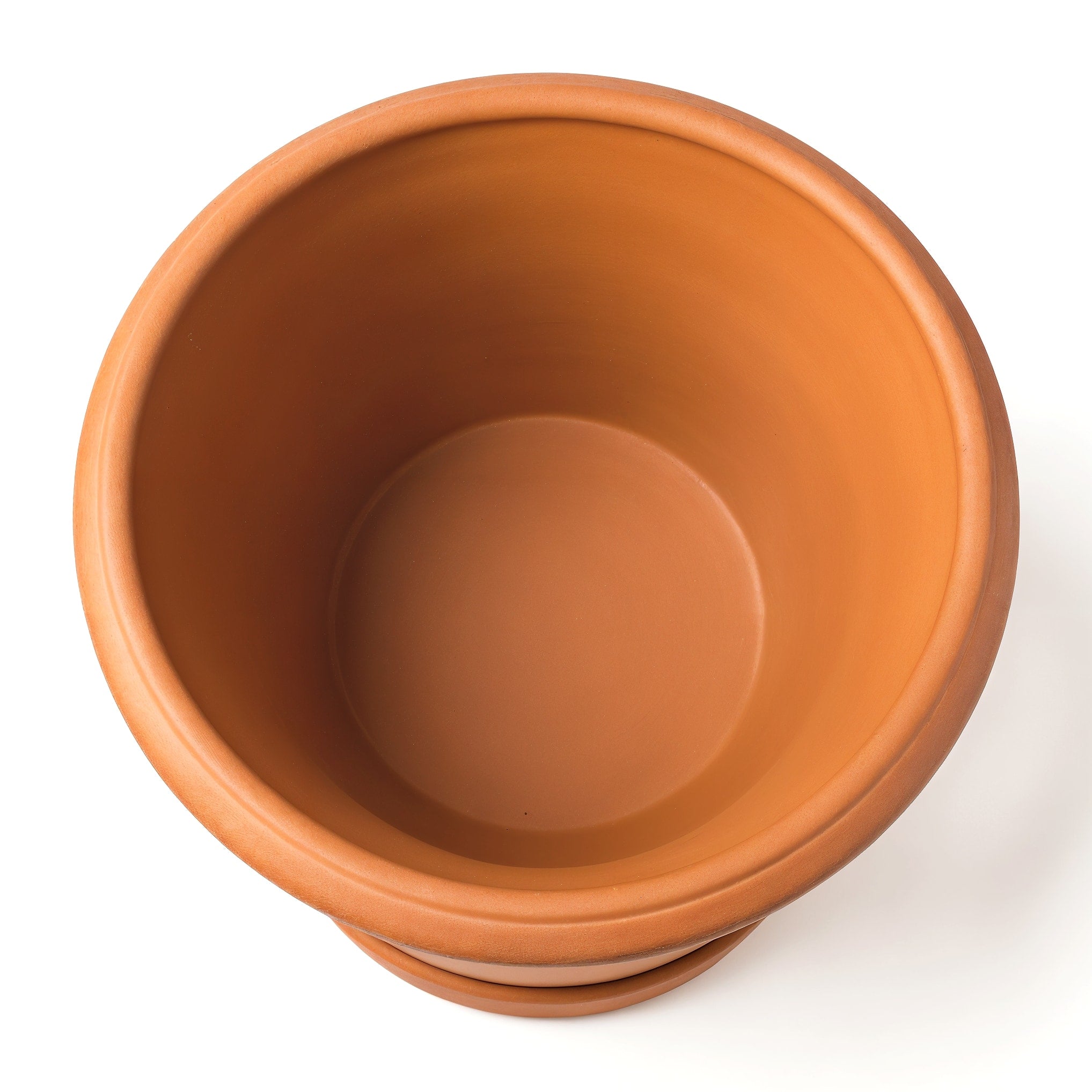 Vensioshop Italian Handcrafted Terracotta Planter — top-down view into the planter