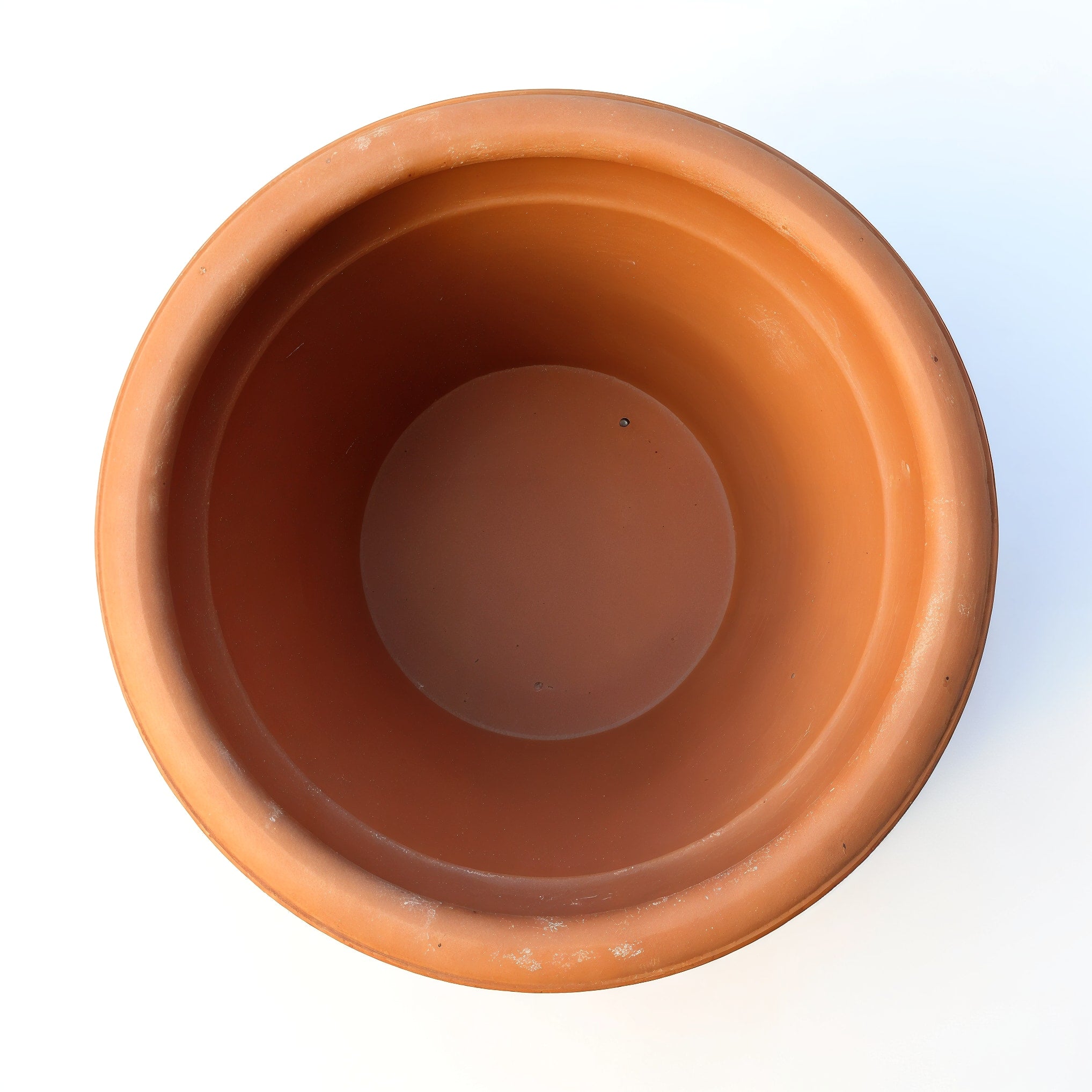 Vensioshop Ribbed Terracotta Planter — top-down view into the empty interior