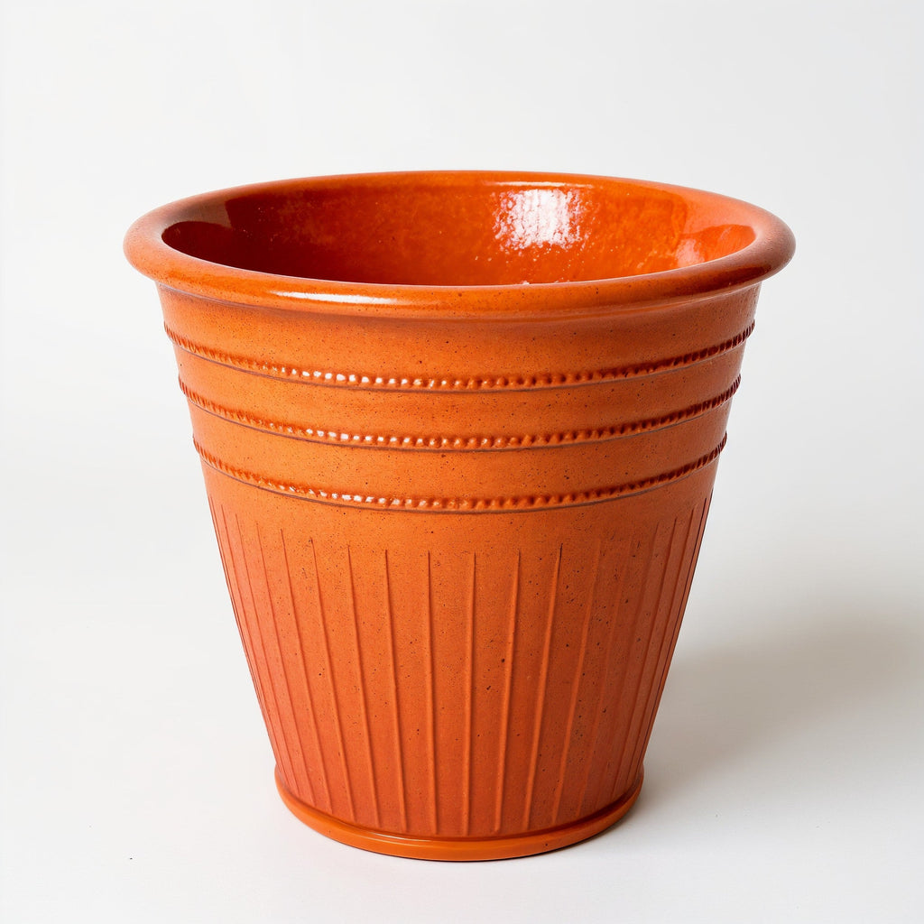 Vensioshop Burnt Orange Textured Ceramic Planter — side profile highlighting shape and texture