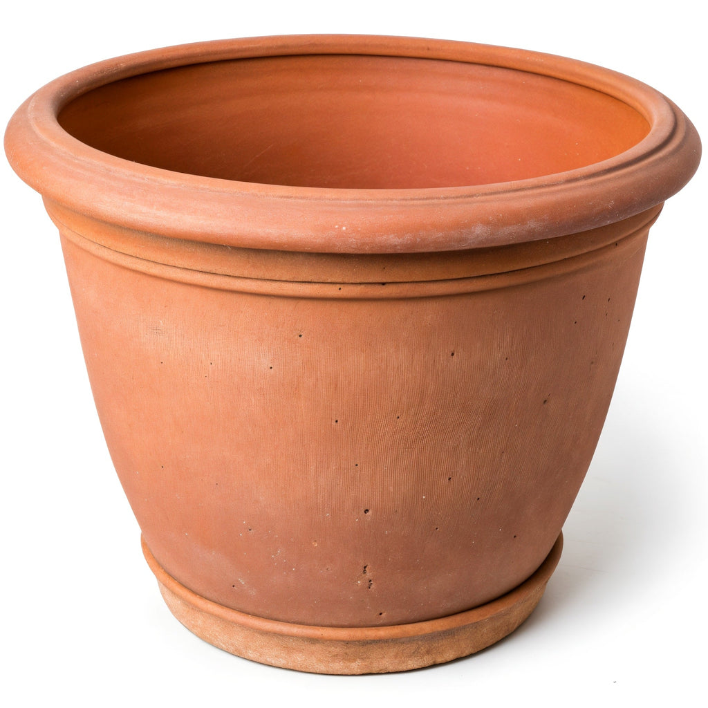 Vensioshop Terra Cotta Rustic Ceramic Planter — three-quarter front view showing full shape and texture
