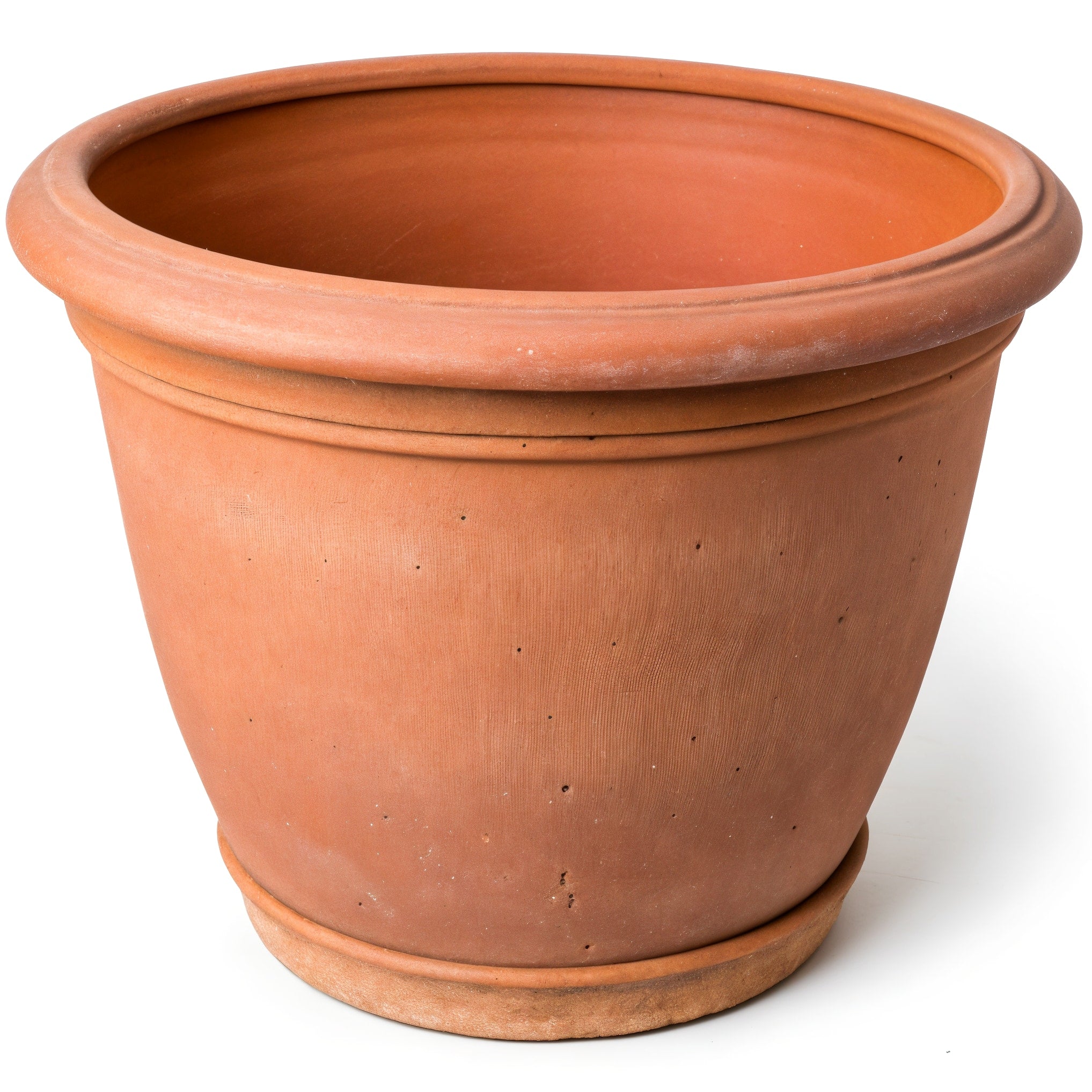 Vensioshop Terra Cotta Rustic Ceramic Planter — three-quarter front view showing full shape and texture