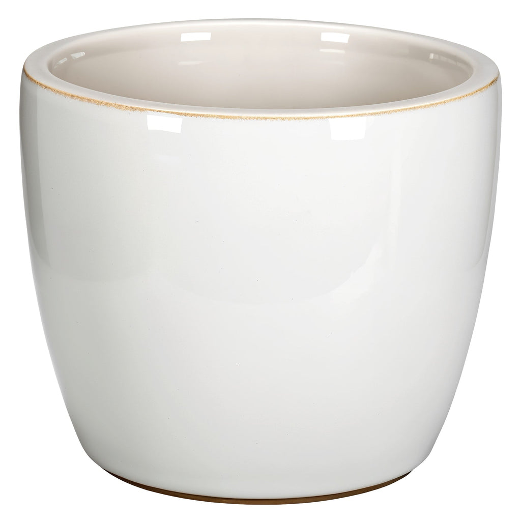 Vensioshop Minimalist White Ceramic Planter — 3/4 front view showing the entire planter