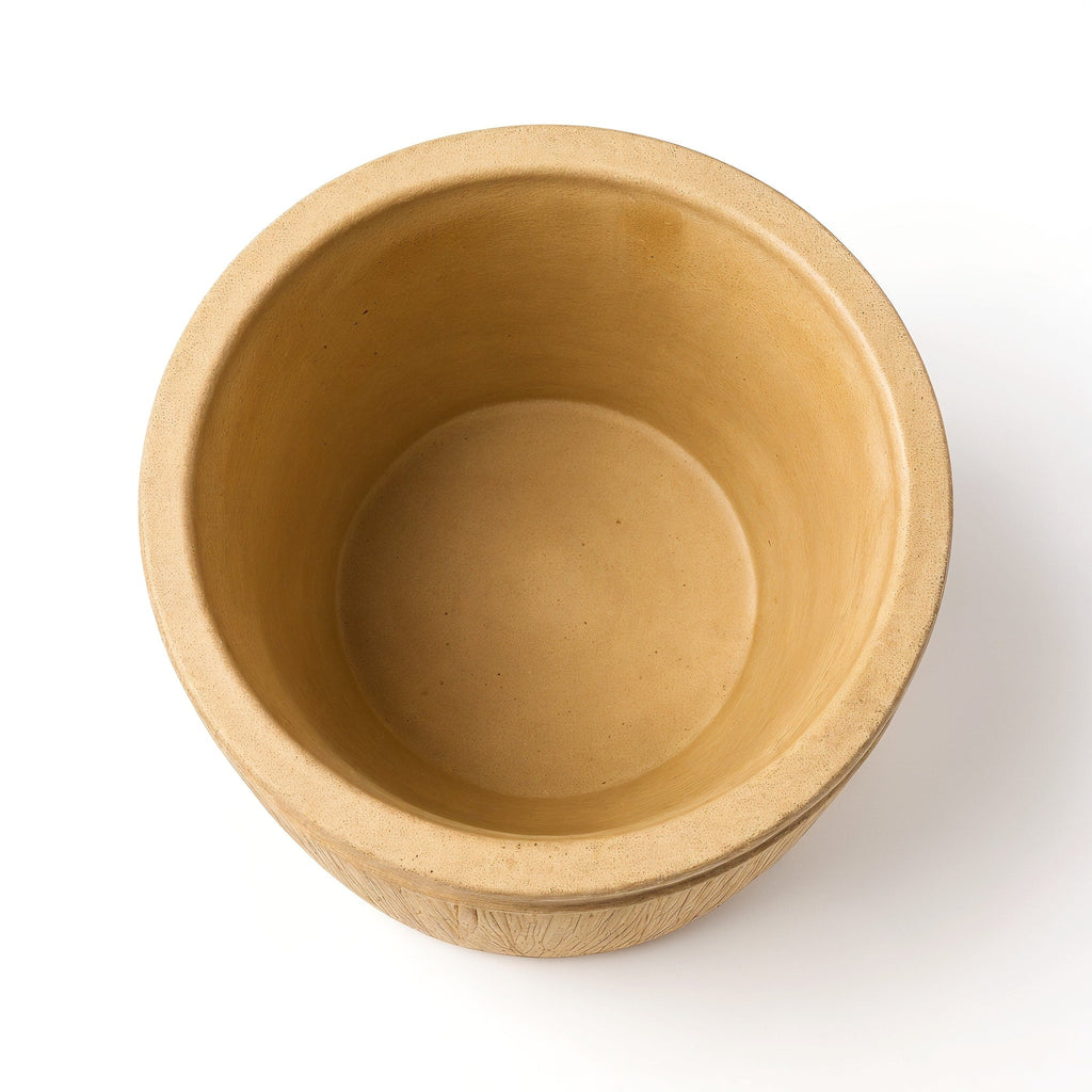 Vensioshop Sandstone Textured Ceramic Planter — top-down view into the planter, showing interior